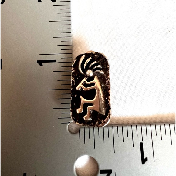 Vintage Navajo Kokopelli Clip Earrings .925 Silver Signed - Picture 5 of 9